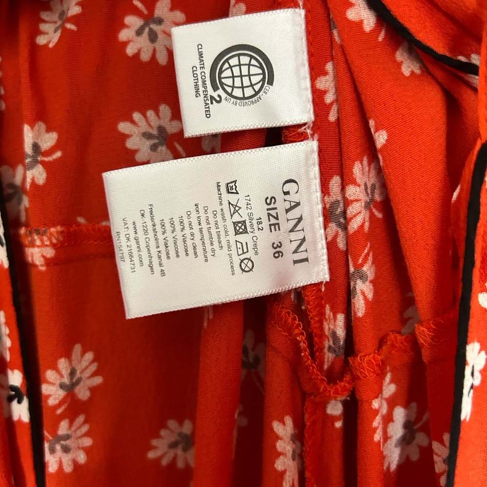 Ganni Red Floral Long Sleeve Dress - Picture 6 of 9